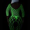 Neue Leuchtende Sexy Schrittlose Dessous Teddies Netzbody Damen Erotisches Outfit Stretch Mesh Hohl Unterwäsche Bodystockings