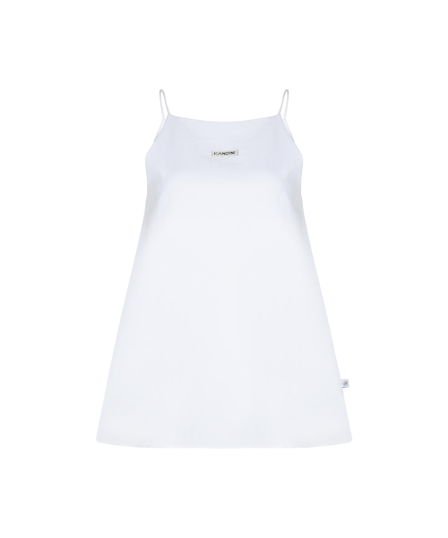 Candini White Linen Sleeveless T-Shirt
