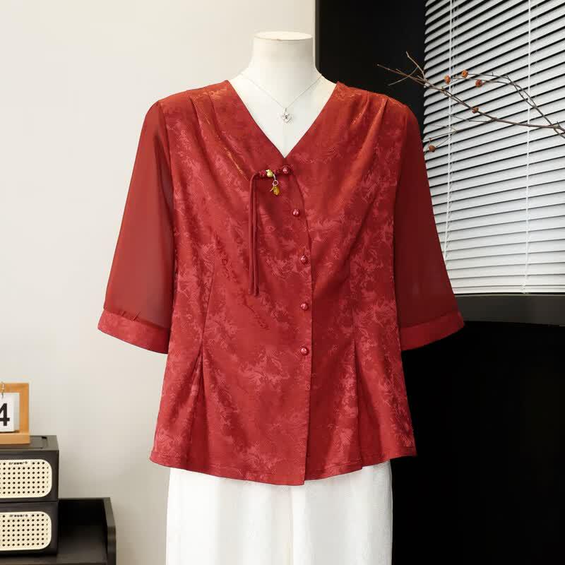 New Chinese Style Summer Shirt for Middle-aged Women
