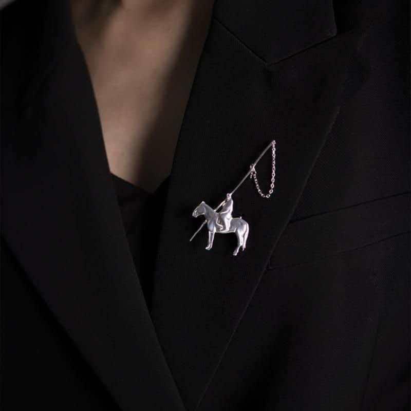 Elegant Alloy Mongolian Horse Lassoes Poles Brooch for Stylish Individuals Clothing Accessories for Daily Wear