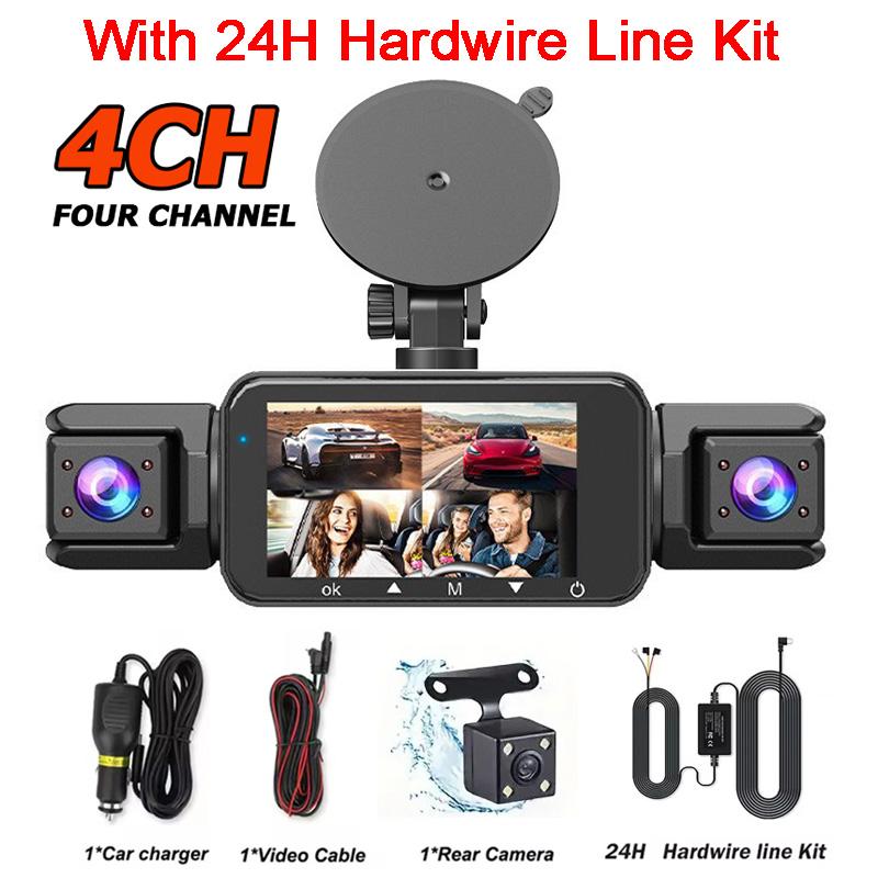 Car Driving Recorder 4 Channels Wifi GPS 1080P Front Left And Rear Night Vision Cycle Camera 24-Hour Parking Monitor