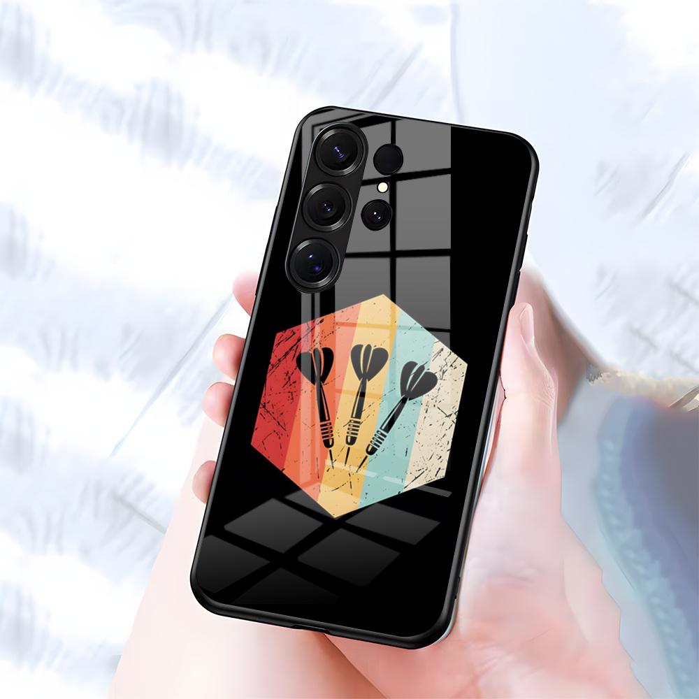 Playroom Dart Printed Phone Case For Samsung S26 S25 S24 FE S23 S22 S21 Plus S20 Ultra Note20Ultra Black Glass Cover