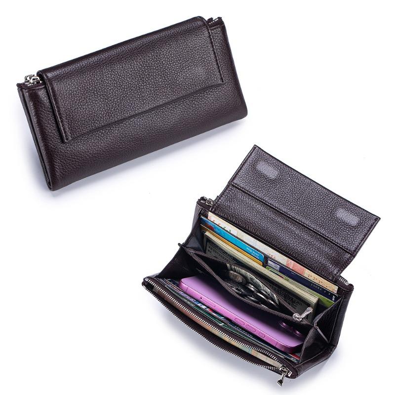 

New women s long wallet large capacity leather multi-function wallet fashion texture mobile phone bag clutch bag глибокий кавового кольору
