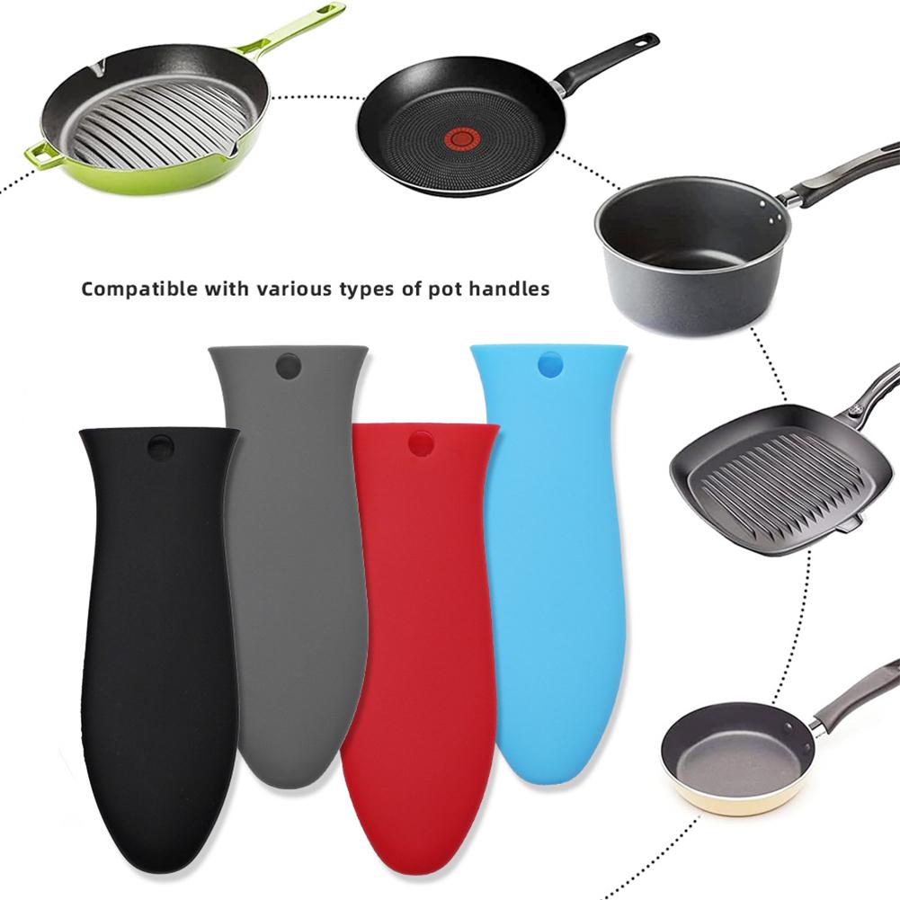 Heat Resistant Silicone Pot Handle Covers 4 Pieces for Frying Pans Skillets Provides Comfortable Grip and Safety