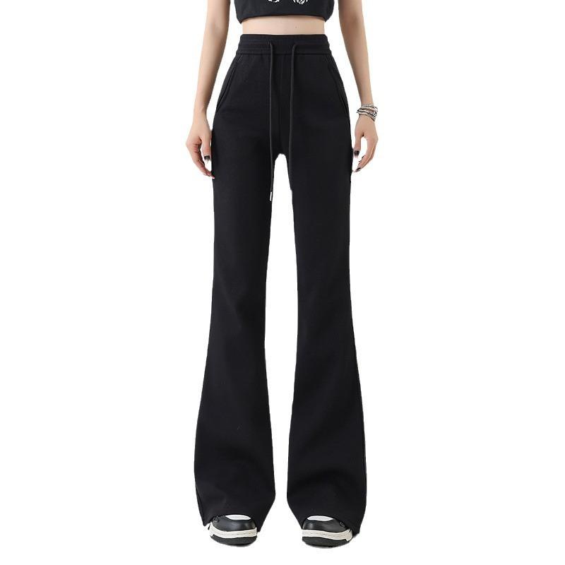 Spicy sweatpants women's spring and autumn new high-waisted and thin flared pants horseshoe pants gray casual sweatpants