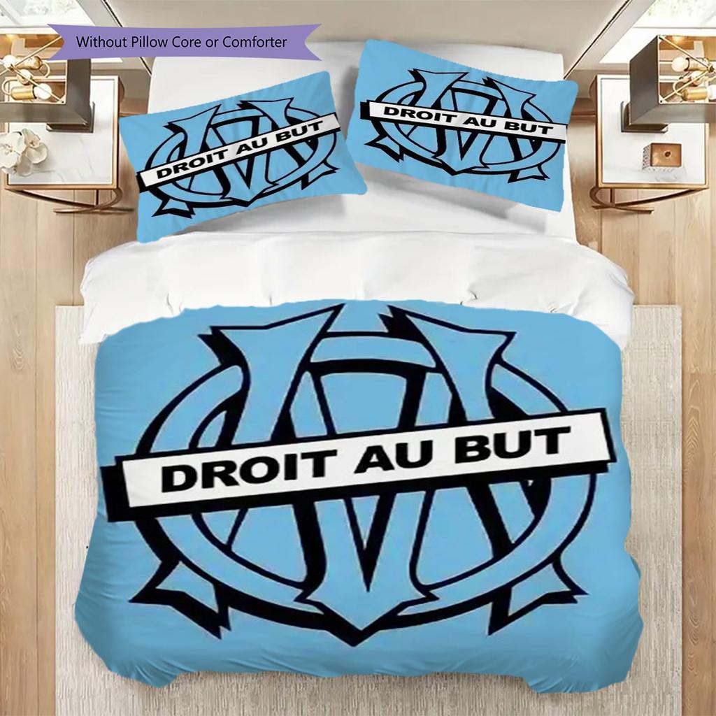 House Marseille Right Goal Three-piece Set (1 * Duvet Cover + 2 * Pillowcase, Without Core) 2D Flat Soft and Comfortable Duvet Cover and Pillowcase