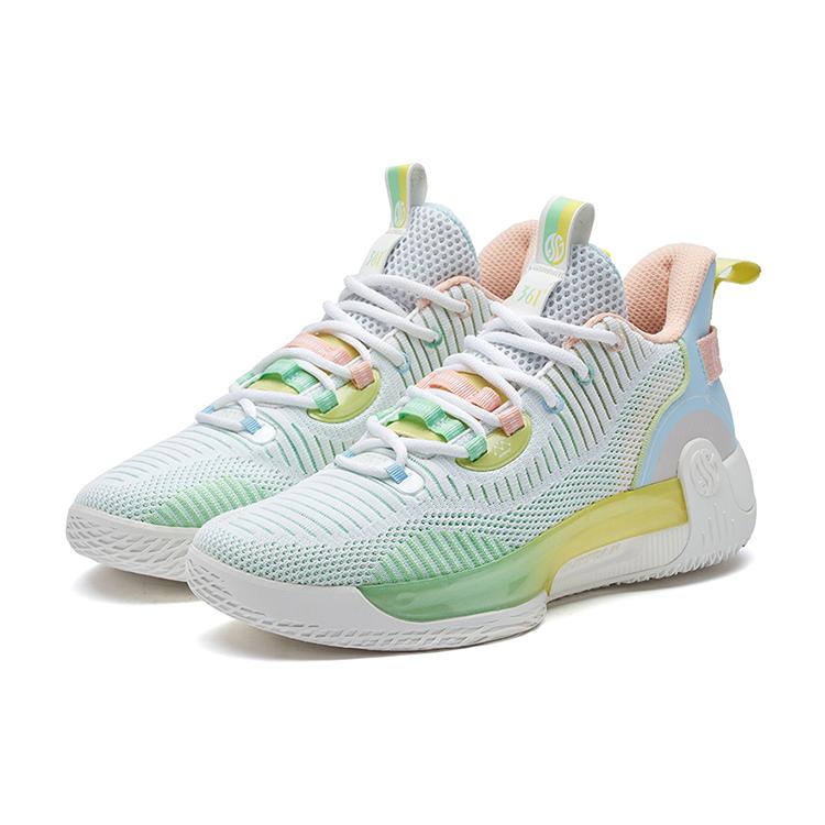 361 Ag Volley Cushioning Slip Resistant Abrasion Resistant Breathable Mid Top Basketball Shoes Men's White Green 572211102-5