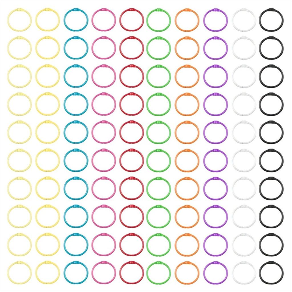 BHBL Colorful Loose Leaf Binder Rings (100 Pack) Metal Office Book Rings Paper Rings for Index Cards Notebook