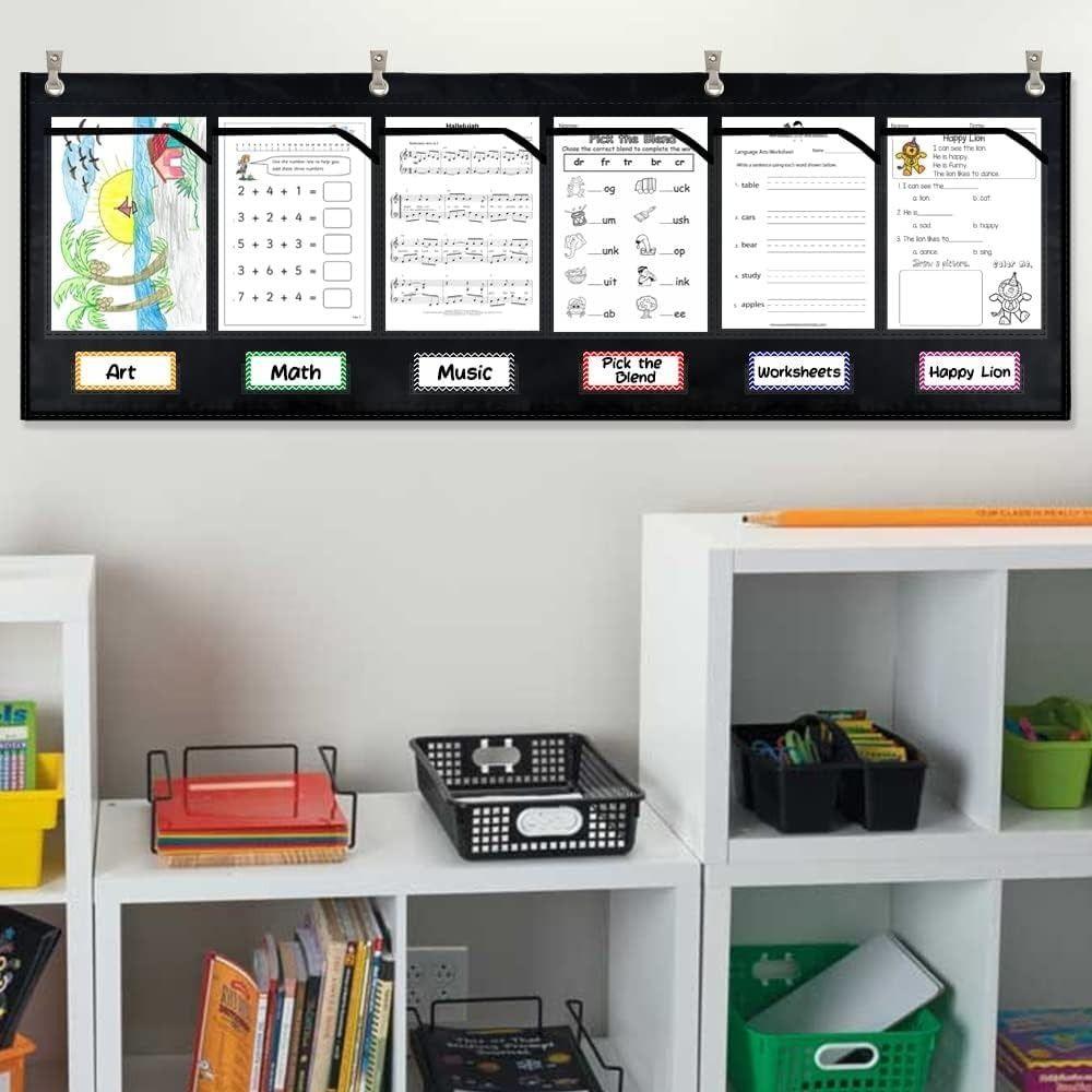 Wall Mounted Horizontal Storage Pocket Chart Reusable Homework Storage Pocket Chart  Homeschool Use