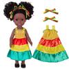 Afrykańsko-amerykańskie lalki z kręconymi włosami, 14 cali, czarna lalka, włosy afro, miękki winyl, ruchome, bezpieczne dla dzieci, do przebierania, moda