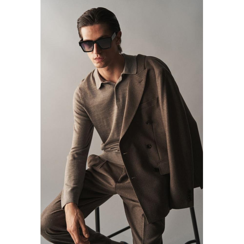 

Рубашка-поло из шерсти HM slim fit серая