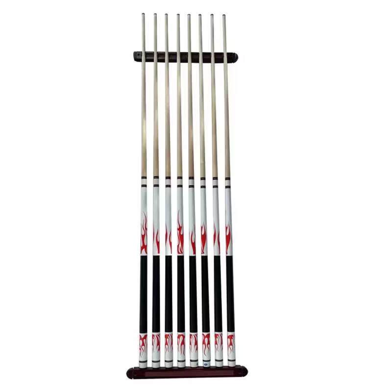 8-Cue Wall-Mounted Solid Wood Billiard Rack