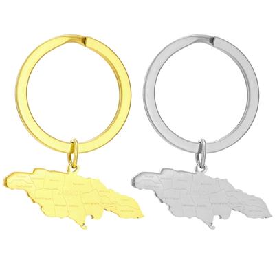 Stainless Steel Jamaica Map Keyrings Fashionable Accessory Suitable for Daily
