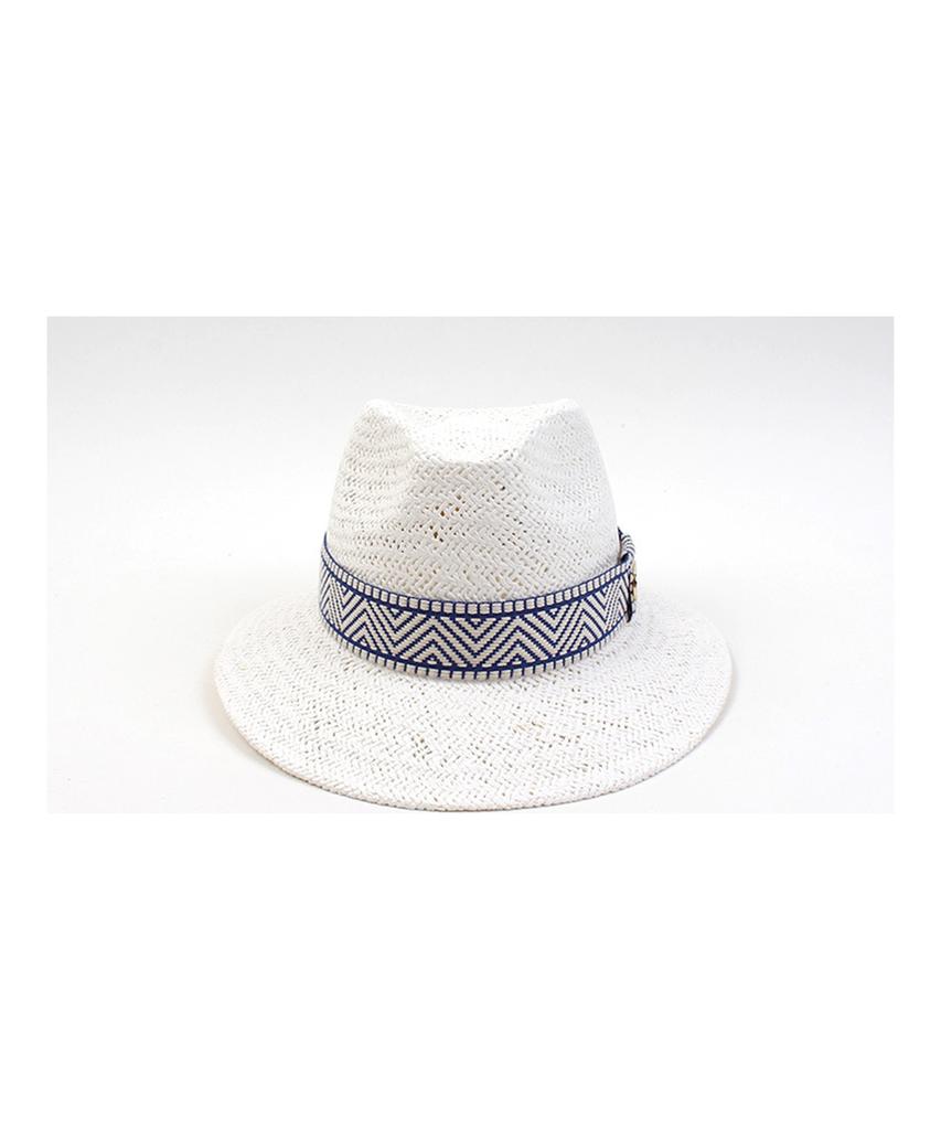Yunibeosyeolkemiseuteuli Blue Mono Line Swing White Short Fedora Summer Fedora