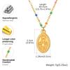 Collana Ovale Bohemien Colorata Vergine,Collane Rosario in Acciaio Inossidabile Placcato Oro,Collana a Catena con Croce Cattolica e Perline di Preghiera