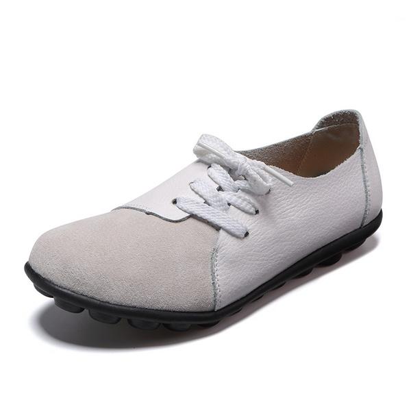 Hot Sale Spring Autumn Women Platform Sneakers Shoes Lace Up Genuine Leather Shoes Ladies Flat Shoes Women Flats Creepers