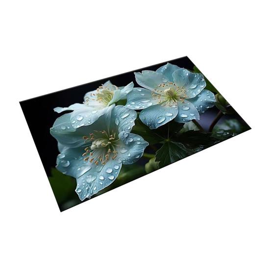 3D Visual Flower Diatom Mud Floor Rug Realistic Floral Doormat Anti-Slip Absorbent Mat for Bedroom Kitchen Bathroom Sofa Coffee Table
