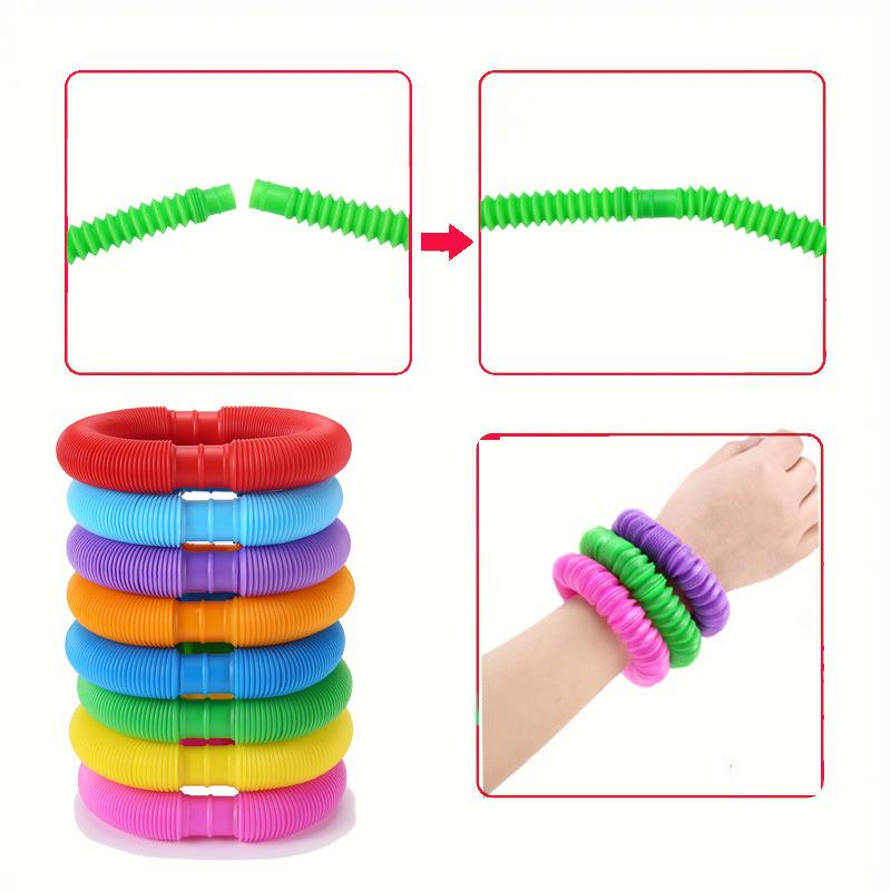 6PCS Mini Color Plastic Bellows Squeeze Toy Pull Telescopic Tube Popular Sensory Toys Adult Restless Children Decompression Vent