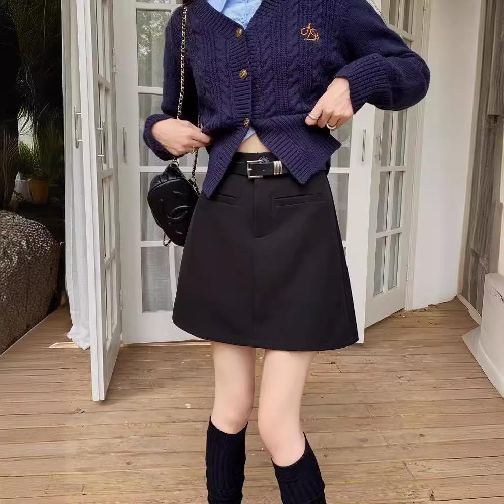 Spring 2024 Women's High-Waist A-Line College Style Mini Skirt