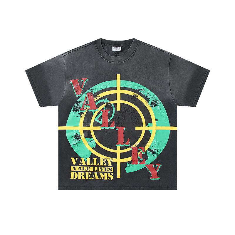 26 Cross-border foreign trade VALL Meichao high street retro washing water old direct injection hot diamond short sleeve pullover men's and women's 