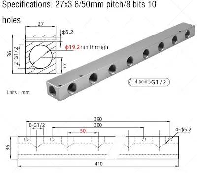 Luchtverdeler 1/2" 1/4" Pneumatische Snelkoppeling Slang Aluminium Blok Splitter 2 3 4 5 6 7 8 9 10 Weg