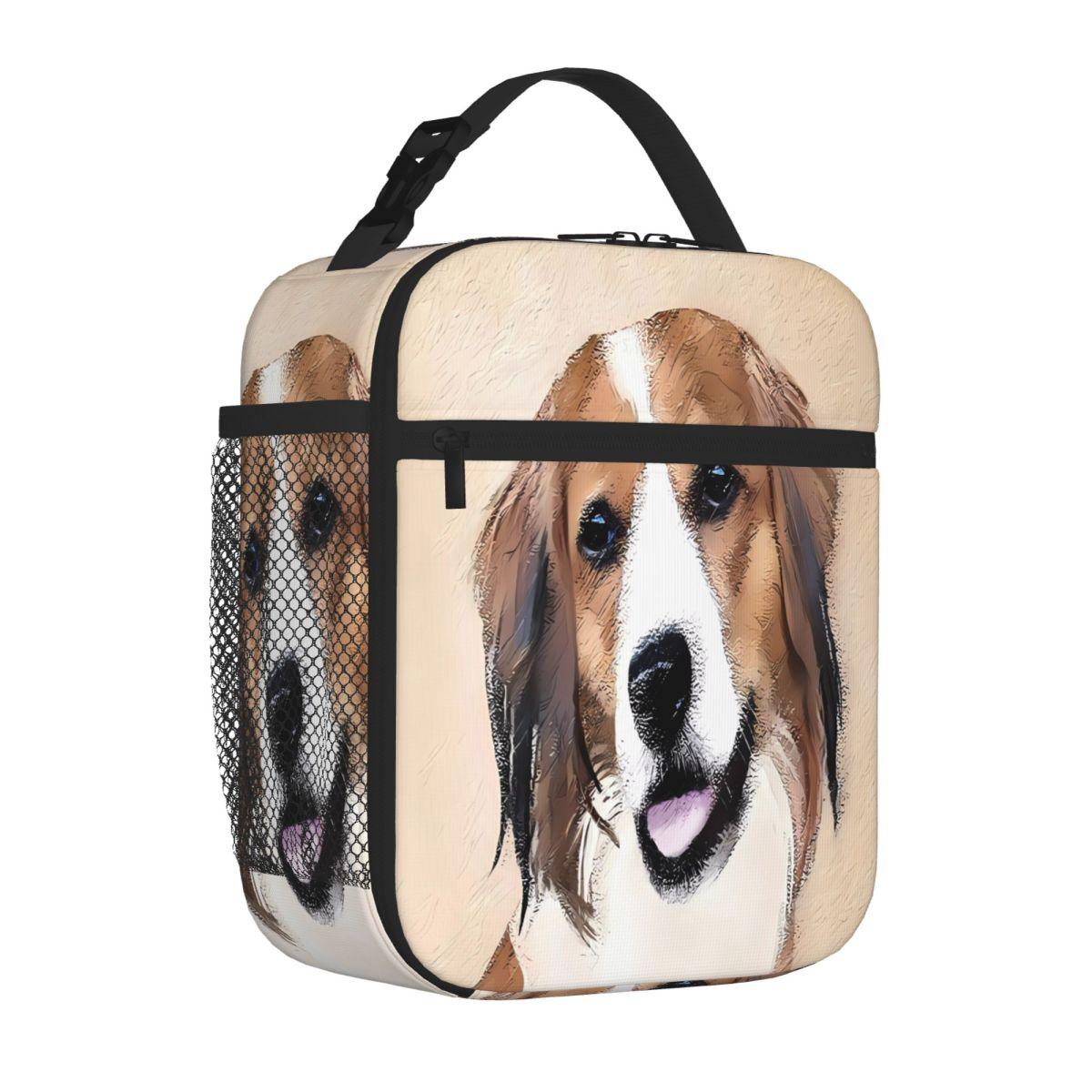 Bestselling Nederlandse Kooikerhondje Painting Dog Art Stitched Detail Sports Lunch Bag School Field Trip Kids Lunch Bag One Size