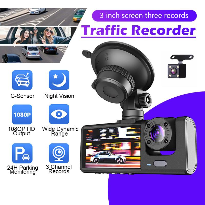 Three-Lens Synchronous Recording Dashcam, Records Key Driving Footage in HD, Effectively Preventing Daily Driving Accidents.