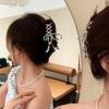 Pearl Bowknot Hair Clip Vintage Balletcore Hairpin Ribbon Bow Hair Claw Makeup Hair Clips