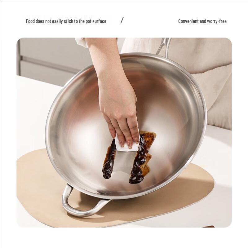 Mr. Jian 34CM Universal Non-Coated Stainless Steel Wok
