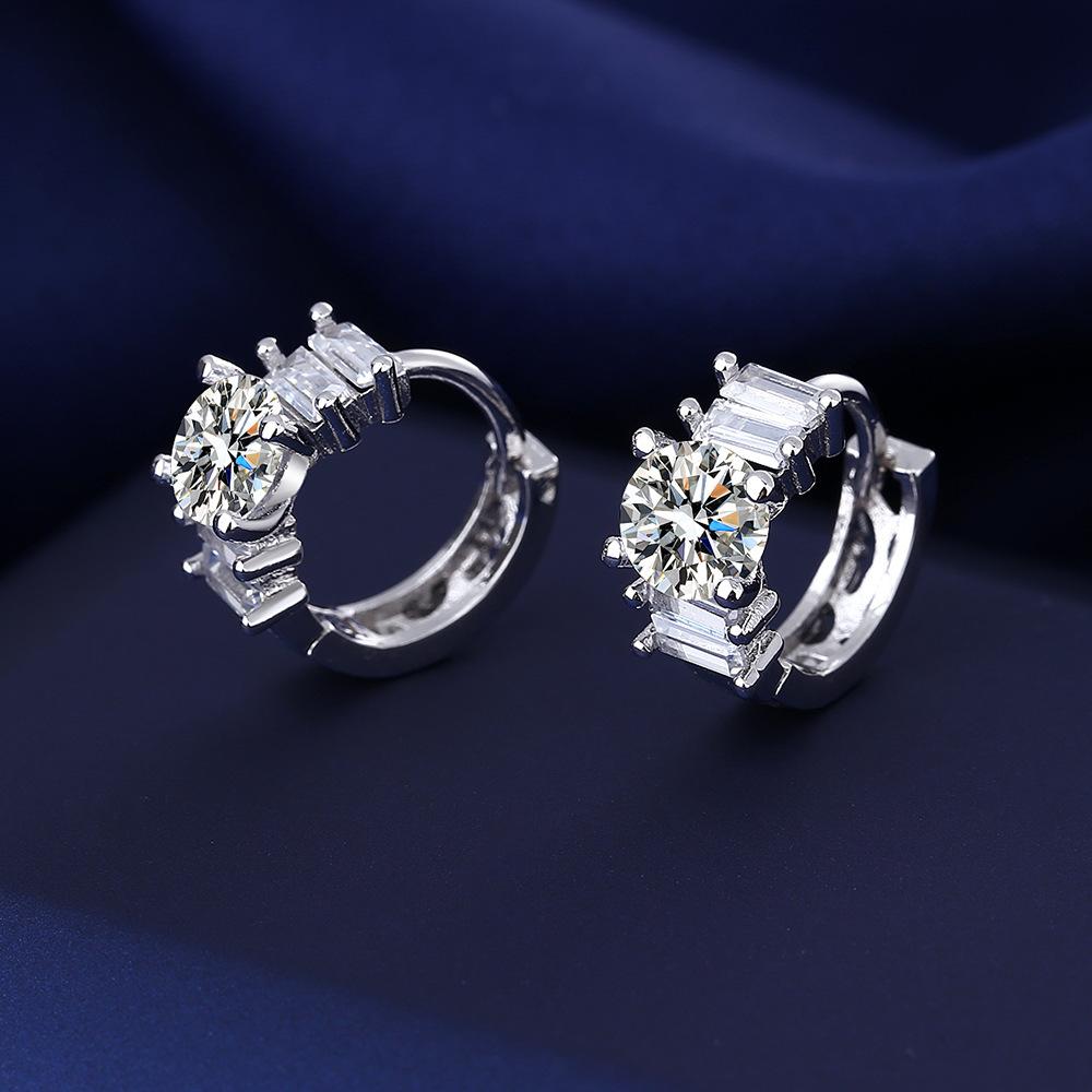 Fine Jewelry 925 Sterling Silver Earrings Inlaid with Zircon Crystal Flower Earrings Charm Jewelry for Women Gift Engagement