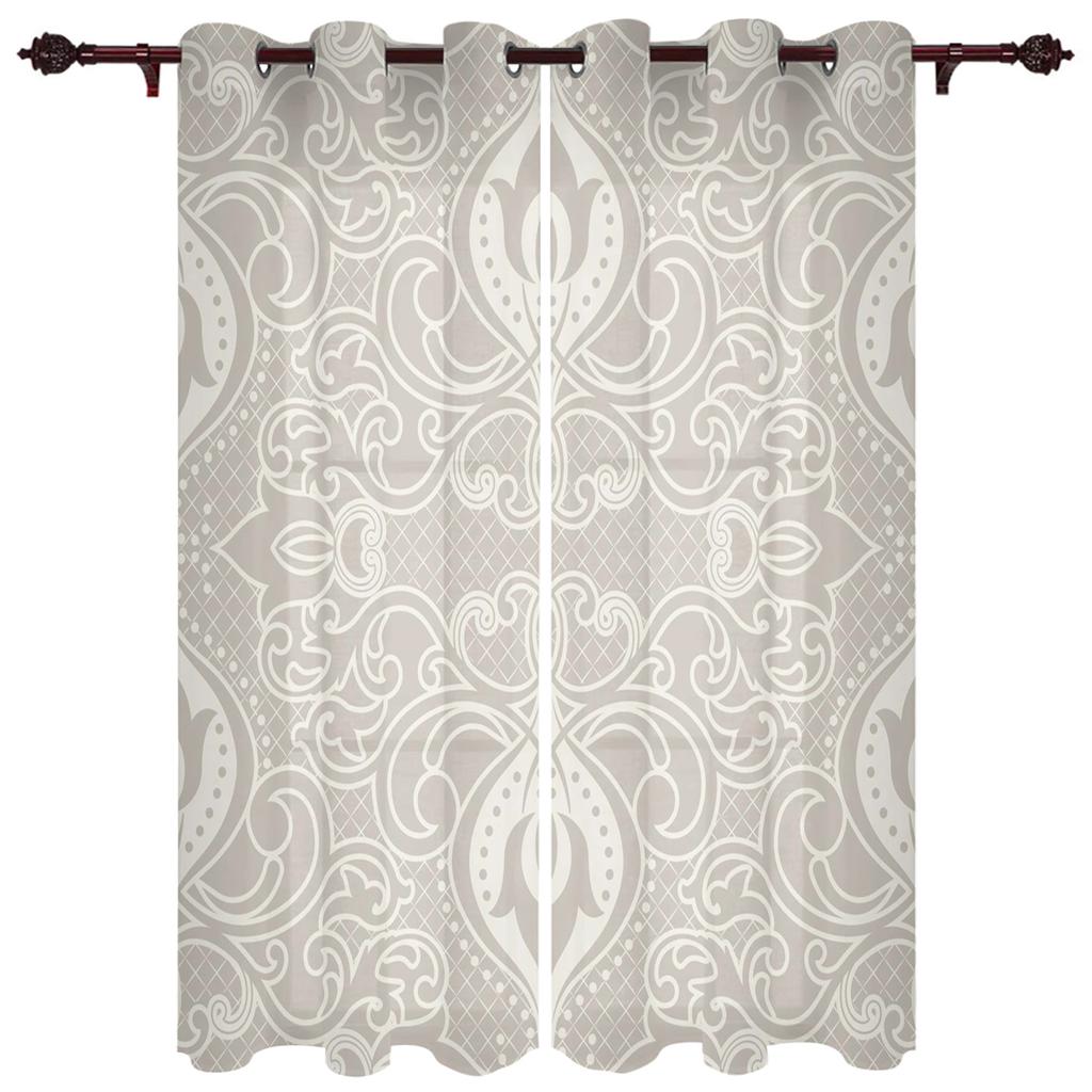 Black Baroque Pattern Window Curtain For Living Room Bedroom Luxury Home Kitchen Decor Items Curtains