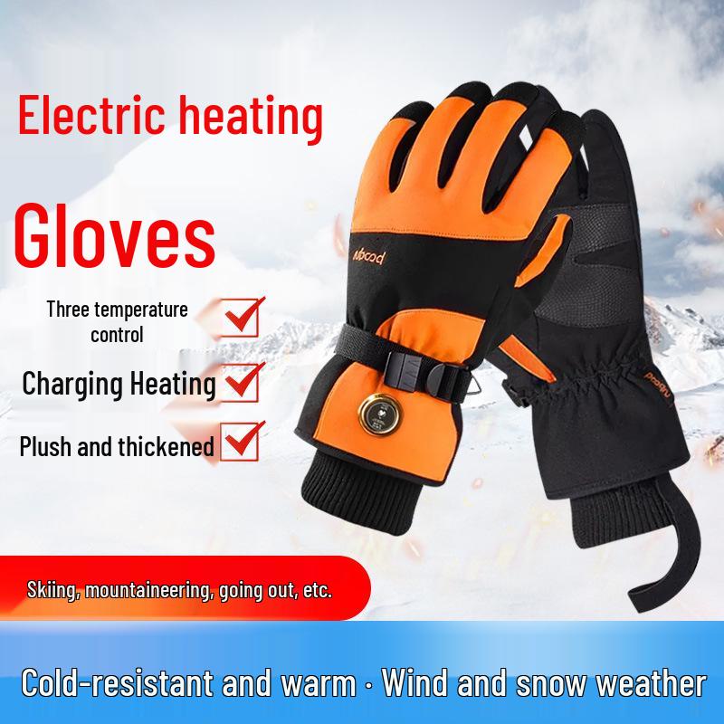 Rechargeable Heated Ski Gloves: Winter-Resistant, Velvety Thick, Ideal for Riding & Outdoor Work