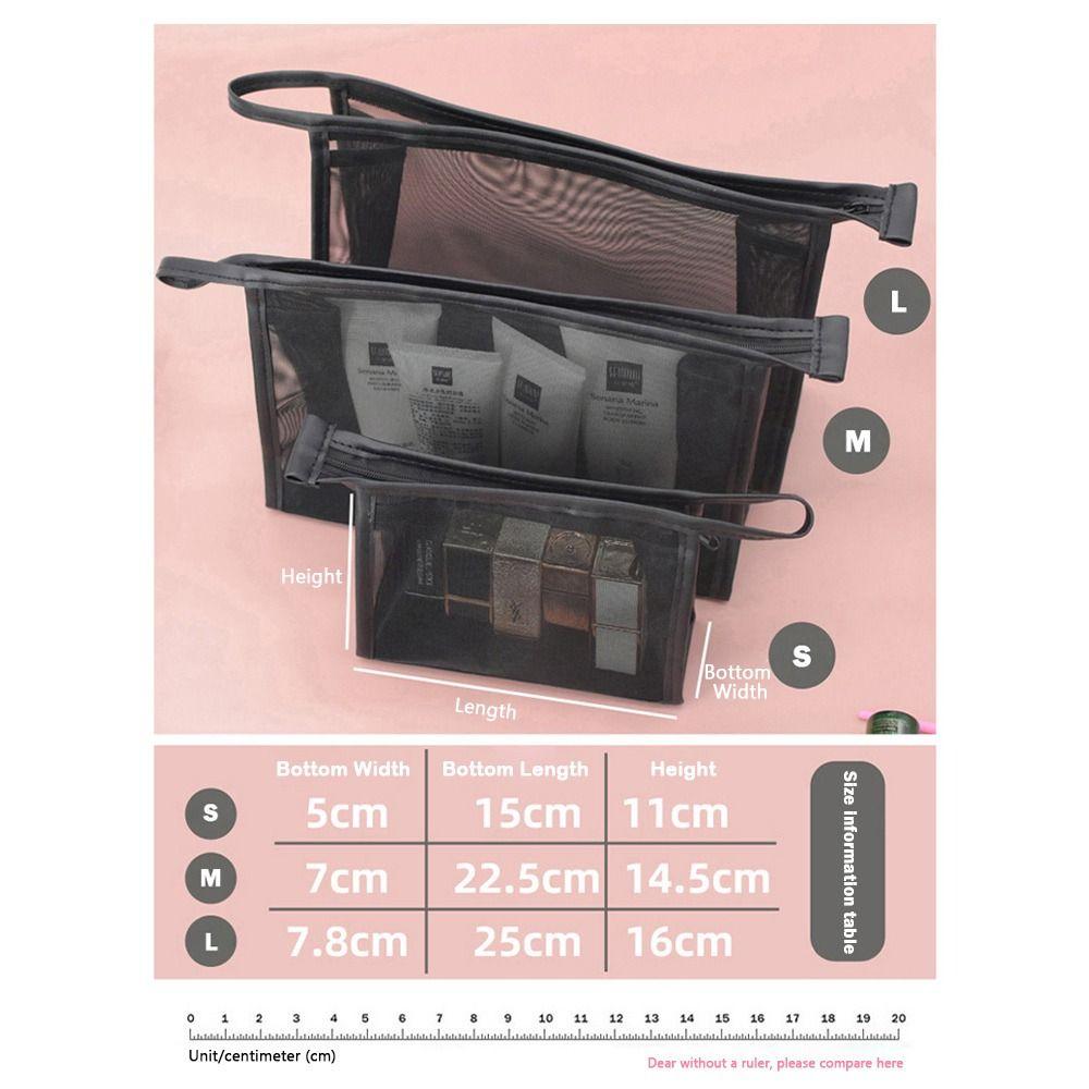 Mesh Transparent Makeup Bag Large Capacity Portable Lipstick Storage Bag Simple Style Toiletries Bag Cosmetic Storage