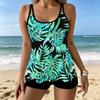 Women's Swimwear Tankini 2 Piece Swimsuit Tropical Flowers  Print Vacation Bathing Suits