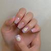 24Pcs Pink Sweet Short Fake Nails Pure White French Acrylic Press On False Nails Removable Nail Art Tips