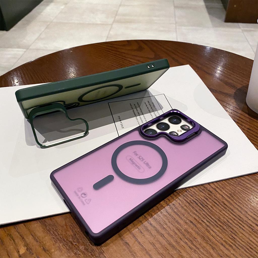 For Samsung Metal Bracket Magnetic Phone Case for Apple Protective Case Tpupc Metal Magnetic Bracket Protective Case