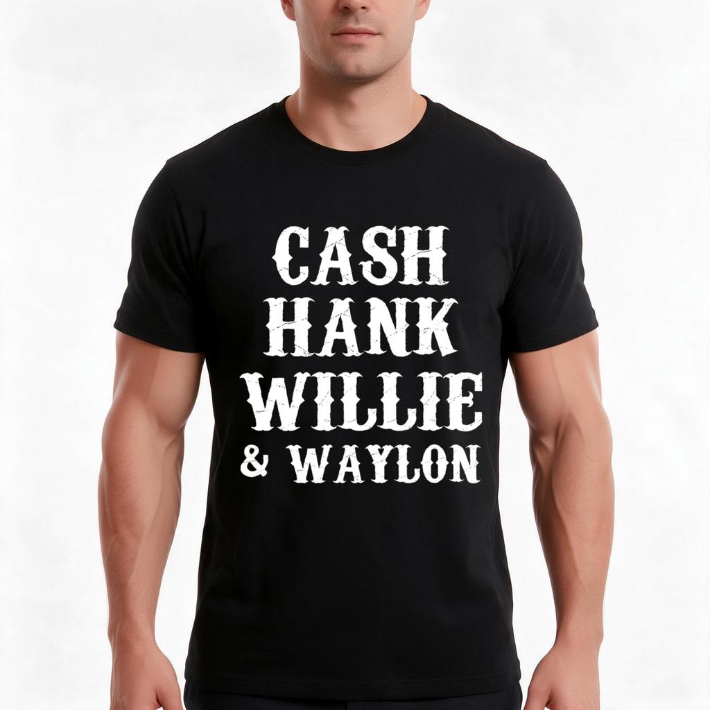 Cash Hank Willie And Waylon Country Music Tshirt Summer Casual Cotton Tee Oversized Streetwear Tops Vintage Graphic Print
