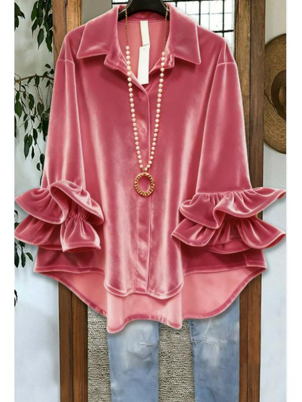 3D Printed Creative Pattern Long Sleeve Women's Lace Lapel Shirt