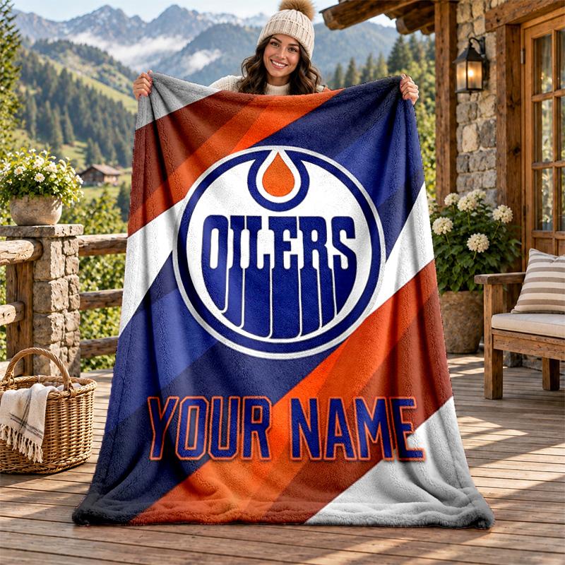 Edmonton Oilers Vlastní jméno Flanelová deka Personalizovaná měkká teplá plyšová přikrývka Přizpůsobený dárek pro rodinu přátele