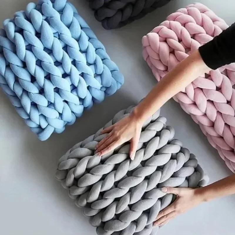 DIY New Super Soft Crystal Filling Cotton Velvet Thick Bulky Chunky Yarn Hand Knitting Arm Woven Thread Basket Blanket Carpet