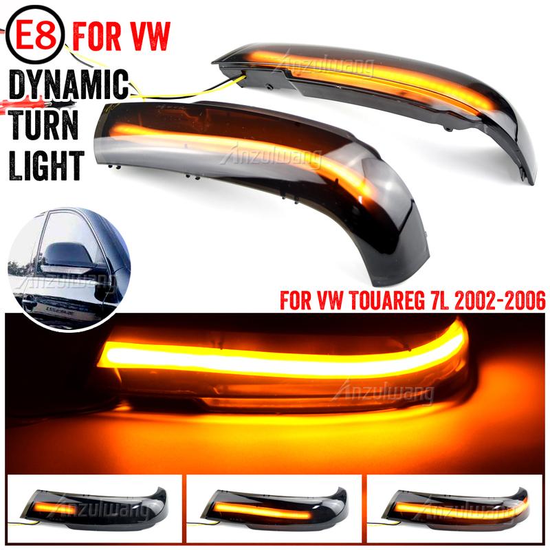 2Pcs Dynamic Steering Signal Led Light Rear View Mirror Indicating Flash For VW Volkswagen Touareg I MK1 7L 2002 2003 2004-2006