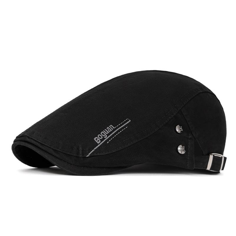 Spring Summer Peaked Cap Men's Letter Embroidered Forward Cap Cotton British Beret Newsboy Cap