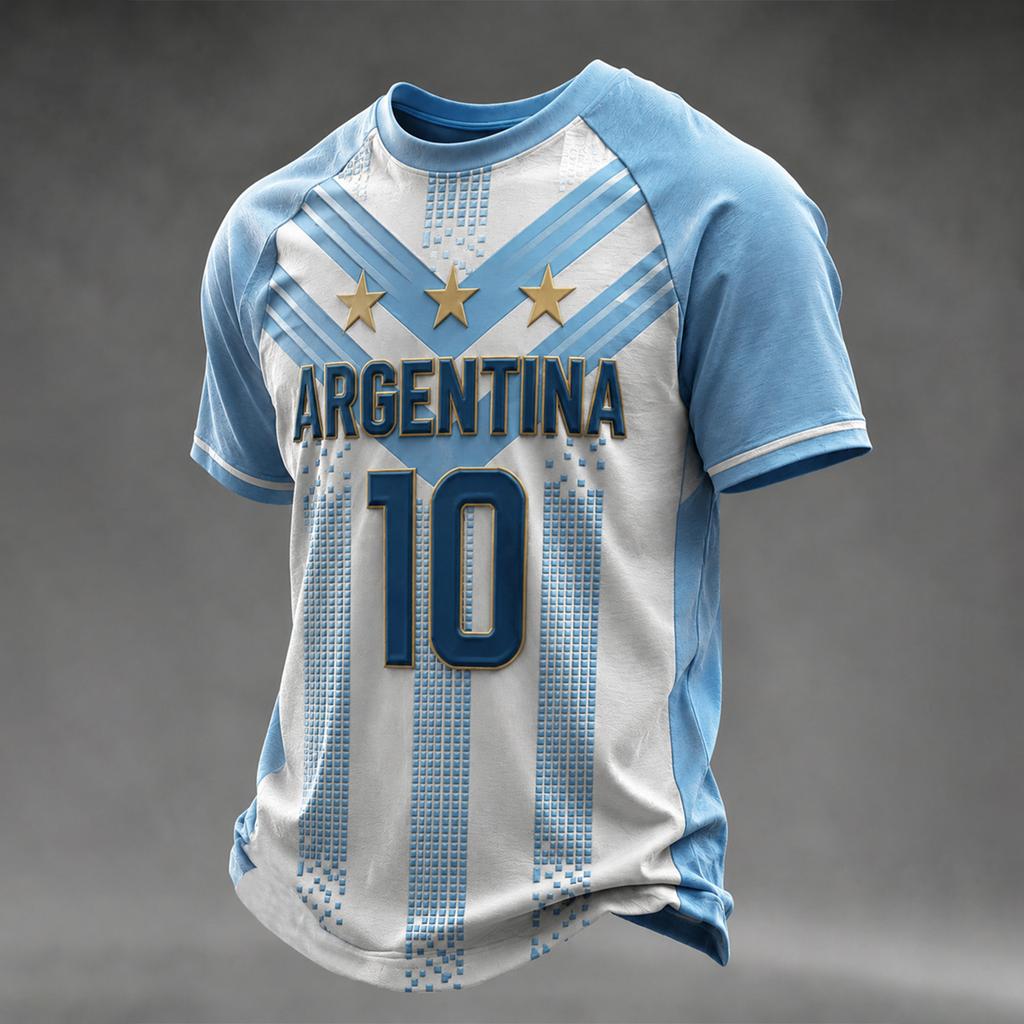 T-shirt décontracté à manches courtes avec imprimé lettres pour homme - Argentine