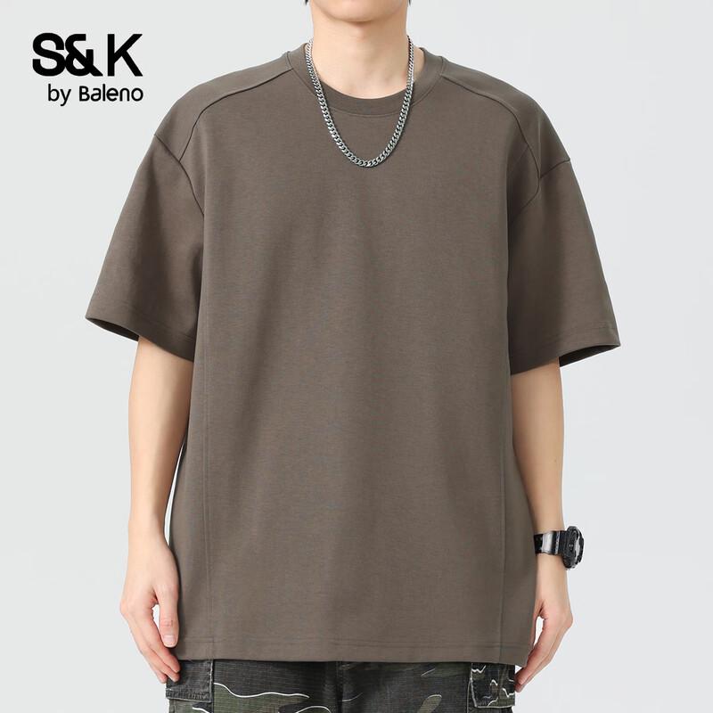 Baleno Men s SK Series Patchwork Short Sleeve T-Shirt 3XL кофейный