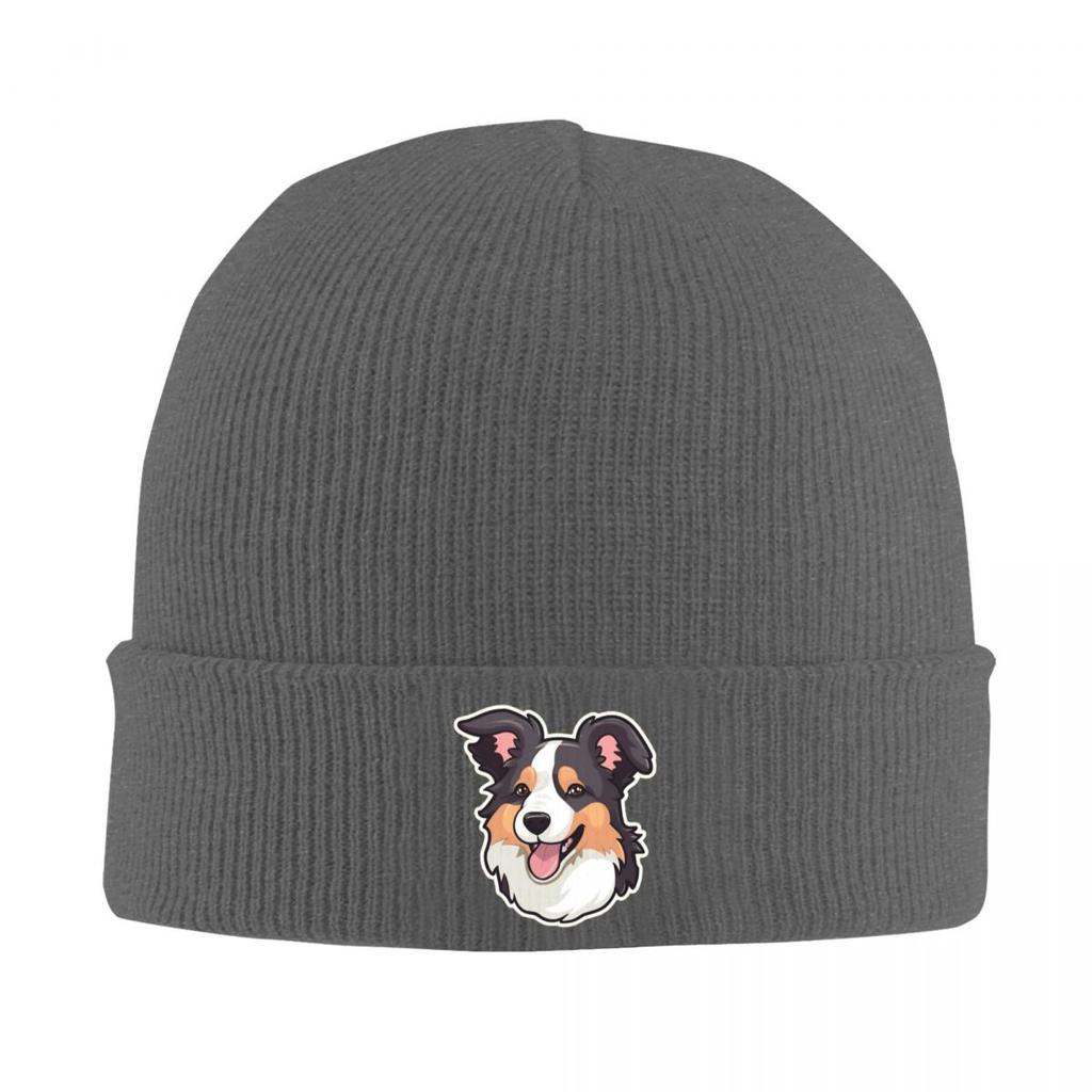 Süße flauschige Border Collie Schäferhund Warme Strickmütze Winter Strickmütze Mützen Beanies Hip Hop Caps für Unisex