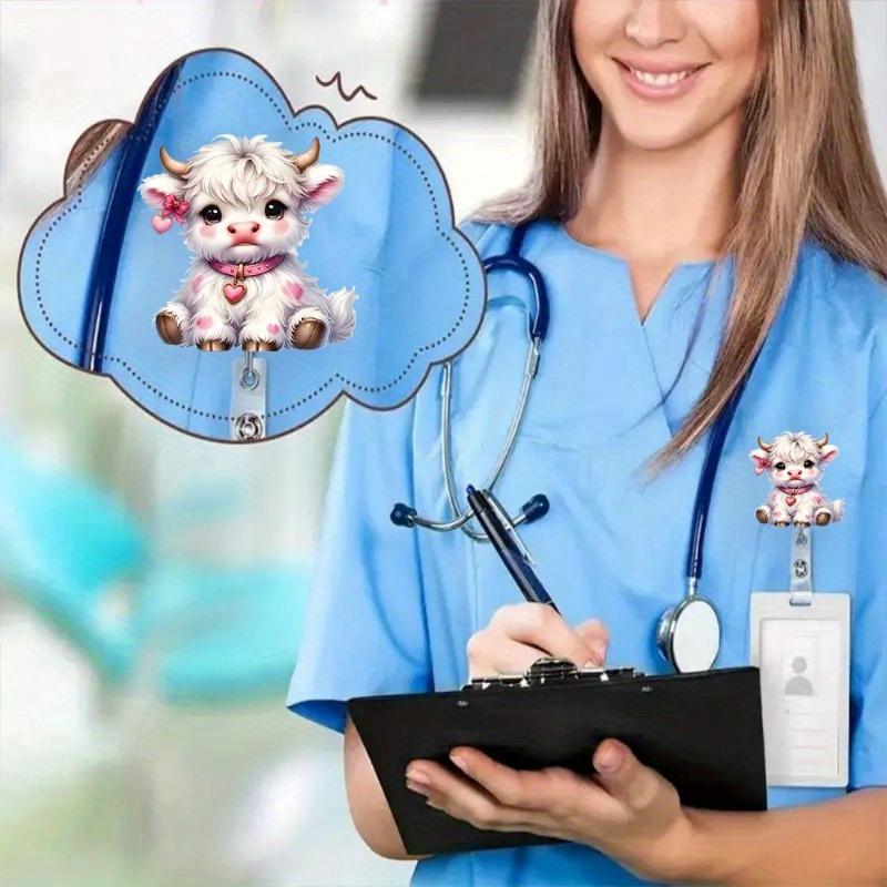 2D fashionable badge reel, cute extendable ID clip for school, hospital, office, and medical staff.
