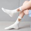 5 Pairs Women's Mid Length Socks Cute Cartoon Bear Short Socks Autumn Winter Comfortable Breathable Versatile Girl Ankle Socks