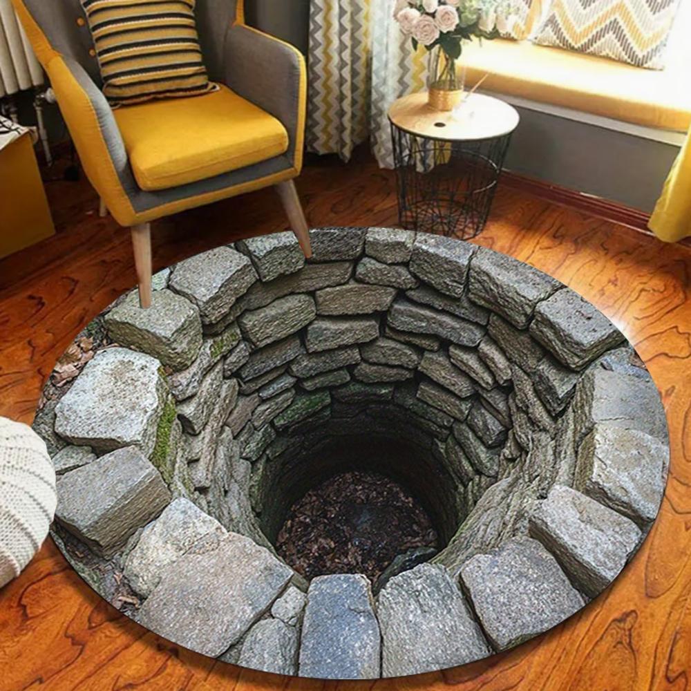 Loch Sichtbar Dreidimensional Rund Teppich Stein Grube Loch Pool Teppich Innen Spaß Weich Dekorativ Fußmatte