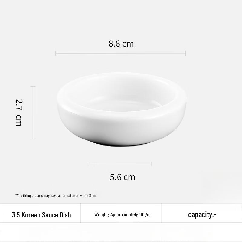 Zhi Shi Korean Style 3.5-inch White Underglaze Ceramic Dipping Dishes - 3 Compartments, Set of 10