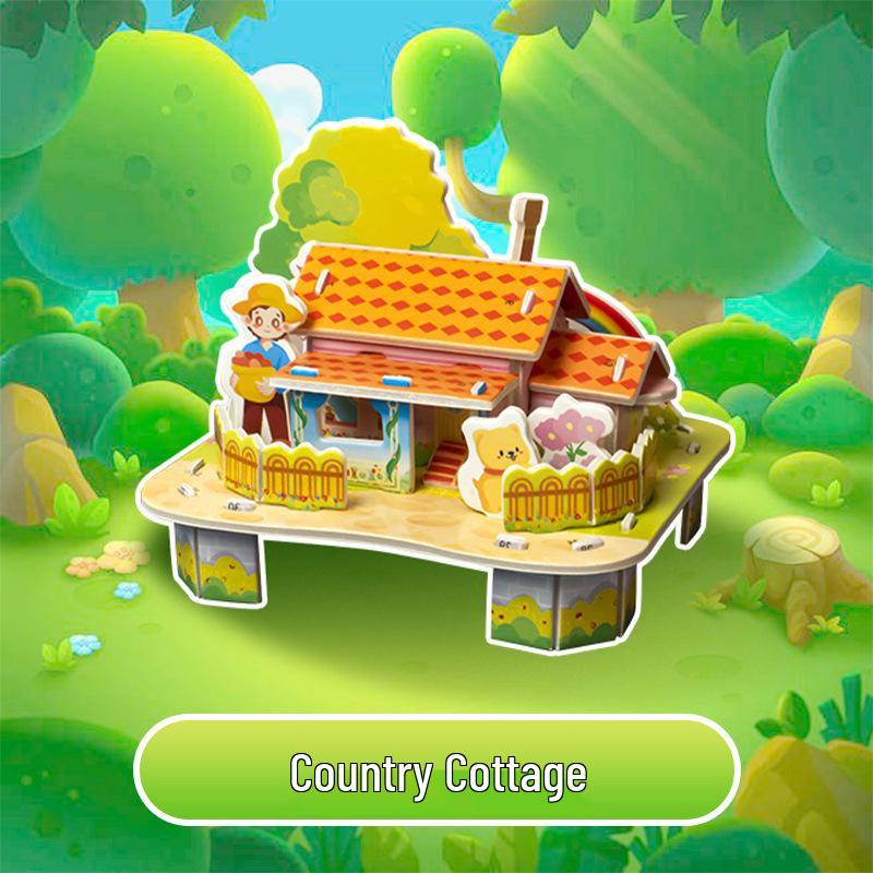3D Educational Small House Puzzle: Creative DIY Paper Craft for Kids Aged 3-6